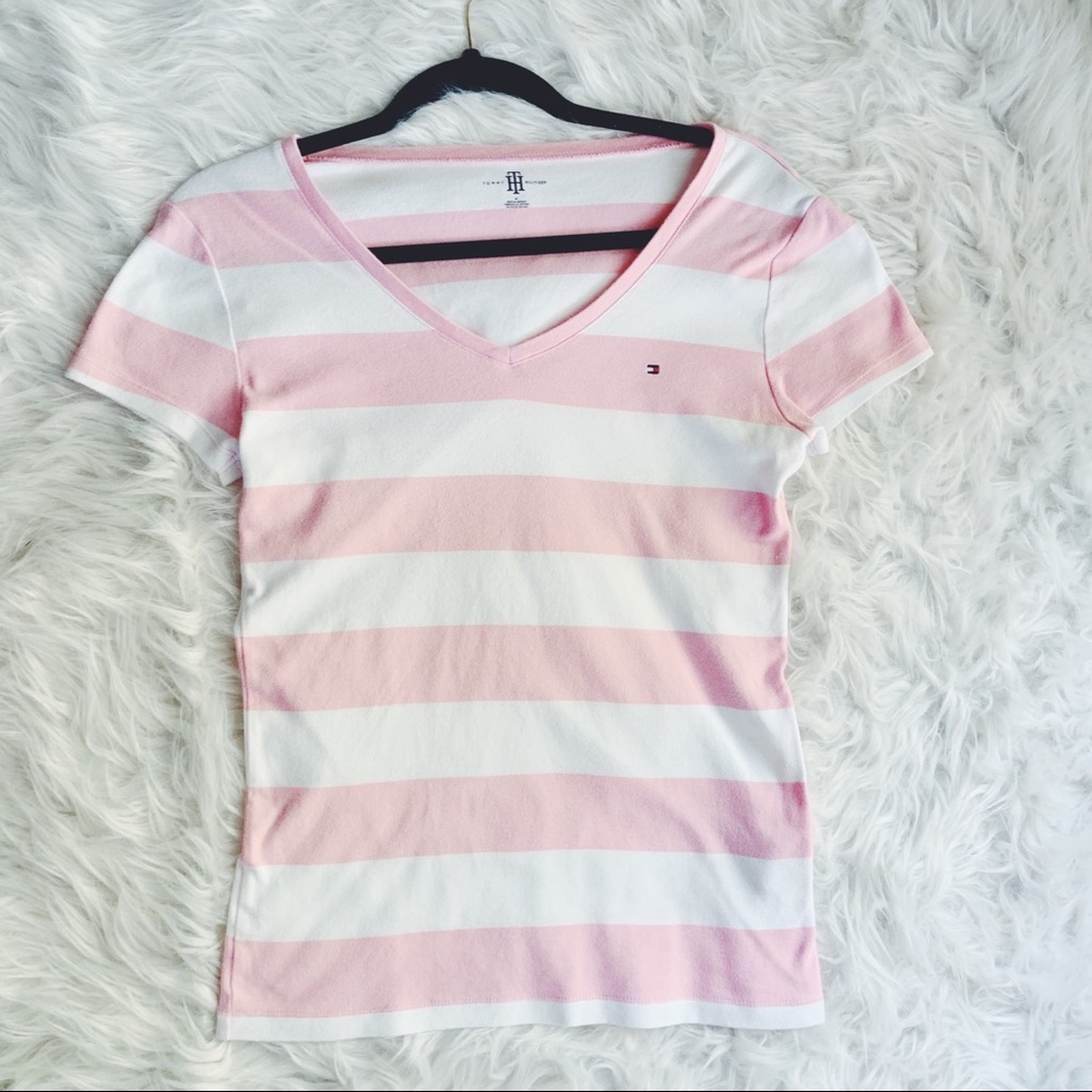 🎉SALE🎉 TOMMY HILFIGER | Pink white striped tee